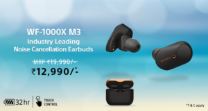 Sony WF-1000XM3 Truly Wireless Bluetooth in Ear Earbuds with Mic (Black)